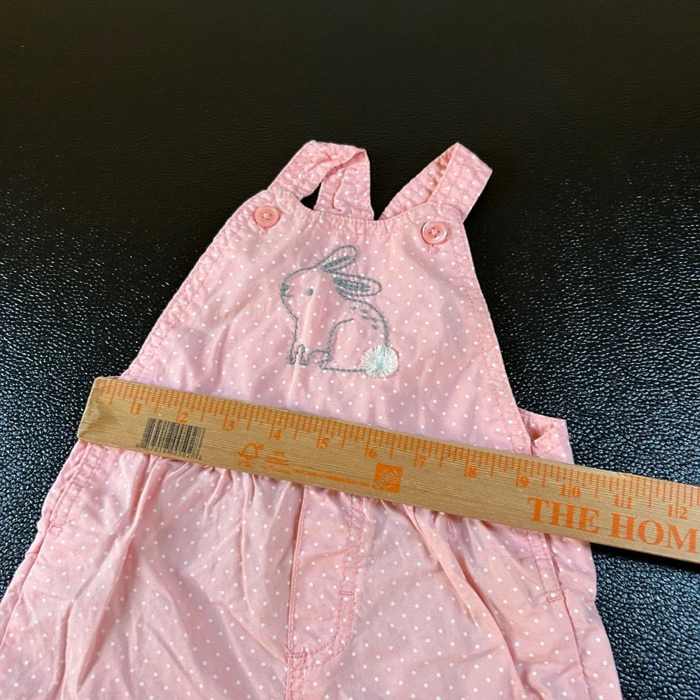 Carter's Bunny Overalls Romper Pink Polka Dot Spring Easter Outfit‎ Baby 12M